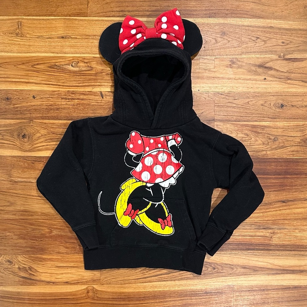 Kids Disney Parks Authentic Minnie Bow Hoodie Size XS